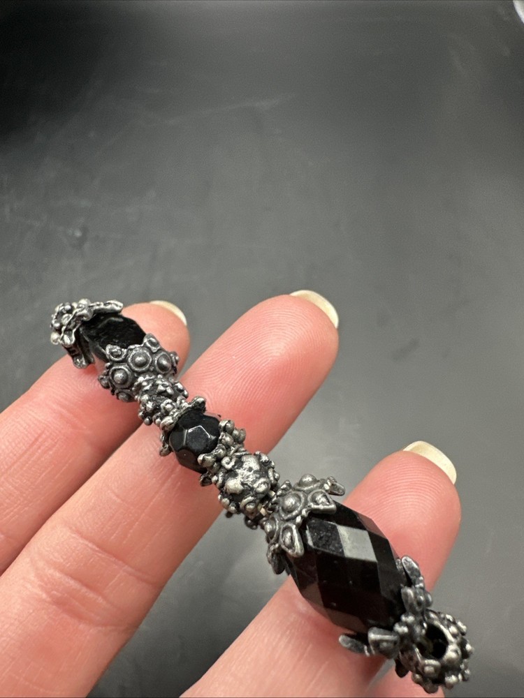 Rare Vintage Bangle Black Stone Bracelet