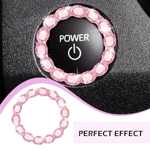 Car Bling Push Start Button Cover, Crystal Rhinestone Engine Start Stop Ring