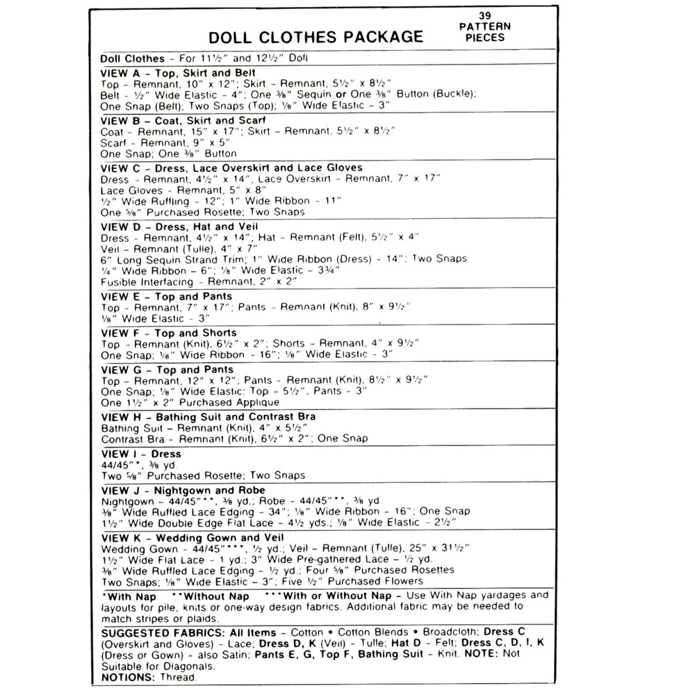 Barbie Doll Clothes Pattern Vintage Sewing Pattern