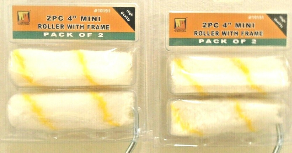 TWO 2PC. 4" INCH MINI PAINT ROLLER COVER WITH FRAME