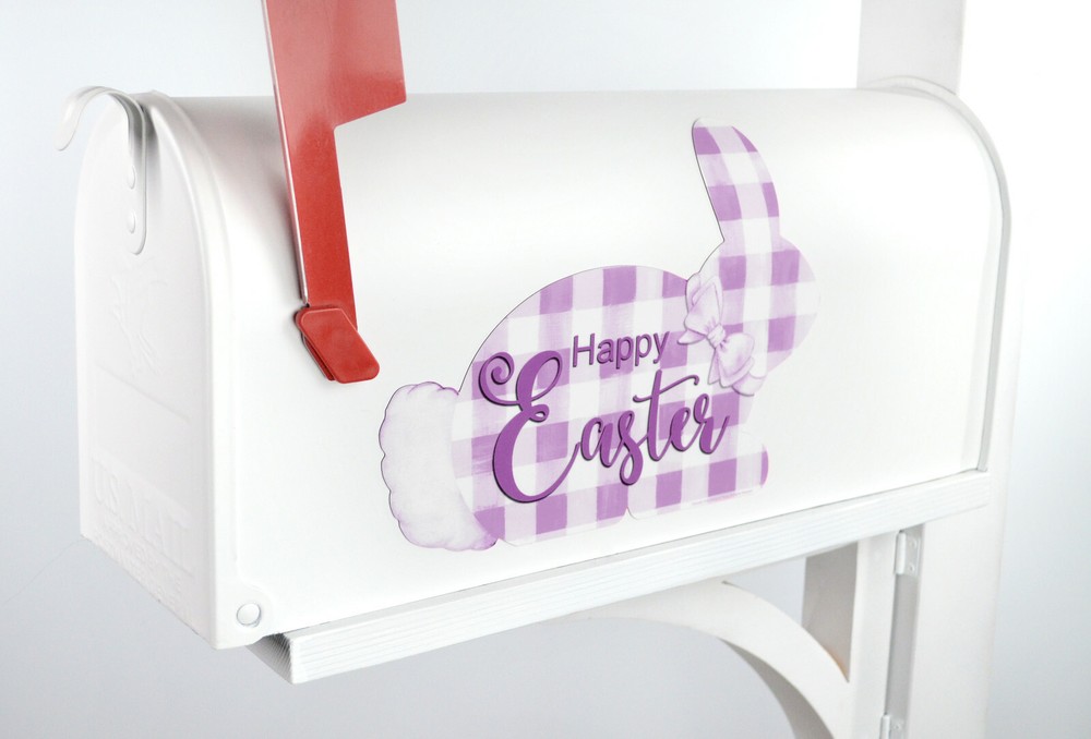 Mailbox Magnet Partial Cover Gingham Easter Bunny Happy Easter Assorted Colors