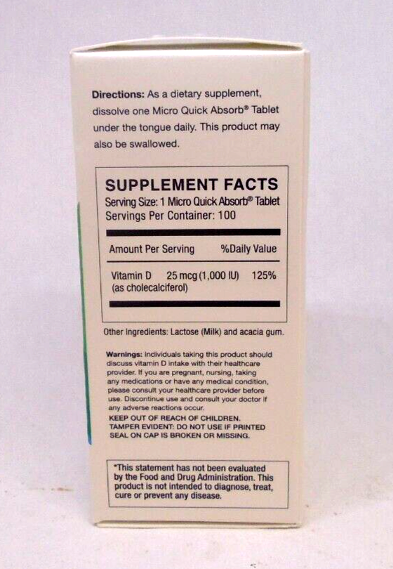 2 BOXES Frunutta D3 25 mcg 1000 iu Micro Quick Absorb - 200 Dissolve Tablets
