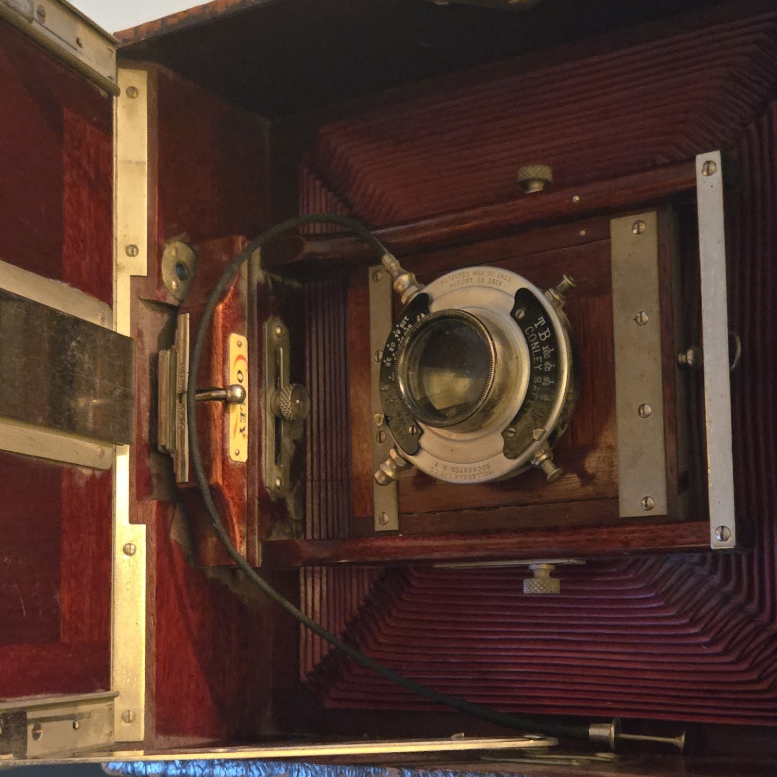 Conley Safety Vintage Brown Box Camera with Leather Case