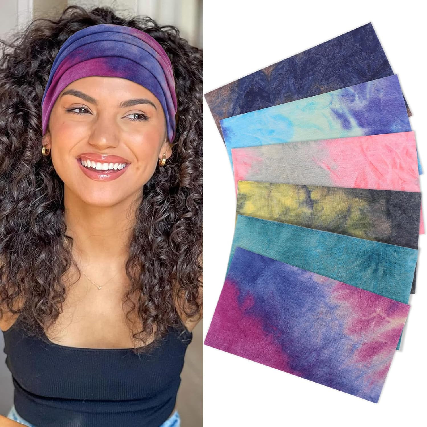 6 Packs Wide Headbands for Women Fashion Headband Stretch Headband Boho Head Ban