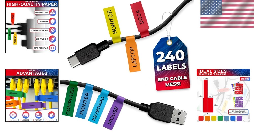 Durable 240 PCS Wire Tags - Optimal Torn & Waterproof Cable Management Solutions