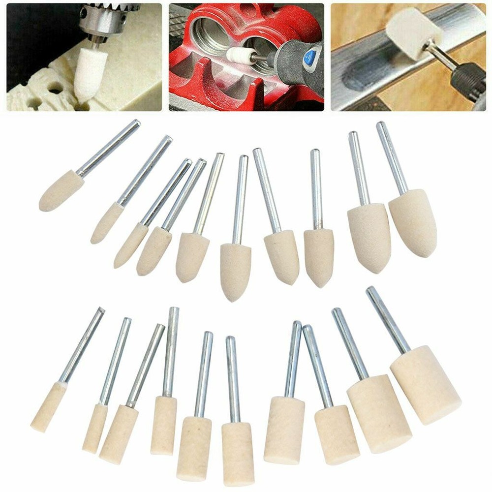 20pcs Wool Felt Polishing Bits Buffing Pads Tips Rotary Tool for Grinder Bit Kit