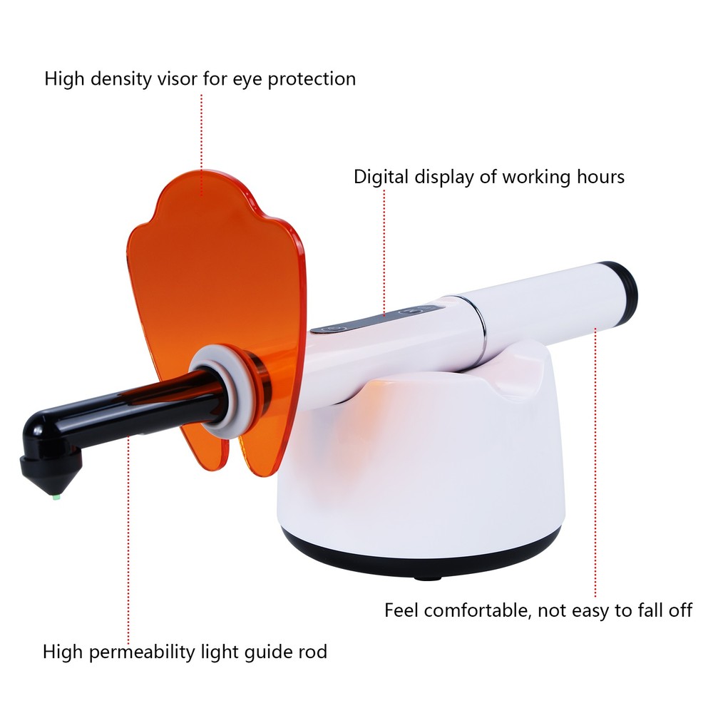 Potable Wireless LED Curing Light 1 Second with 7 Working Head Lens 2400mW/cm2