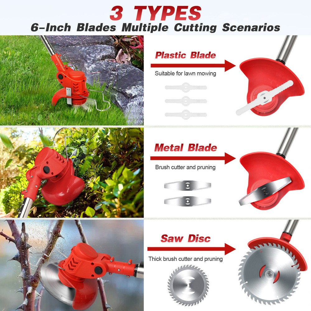 24V Electric Weed Eater Cutter Grass String Trimmer Cordless 2 Battery Powered