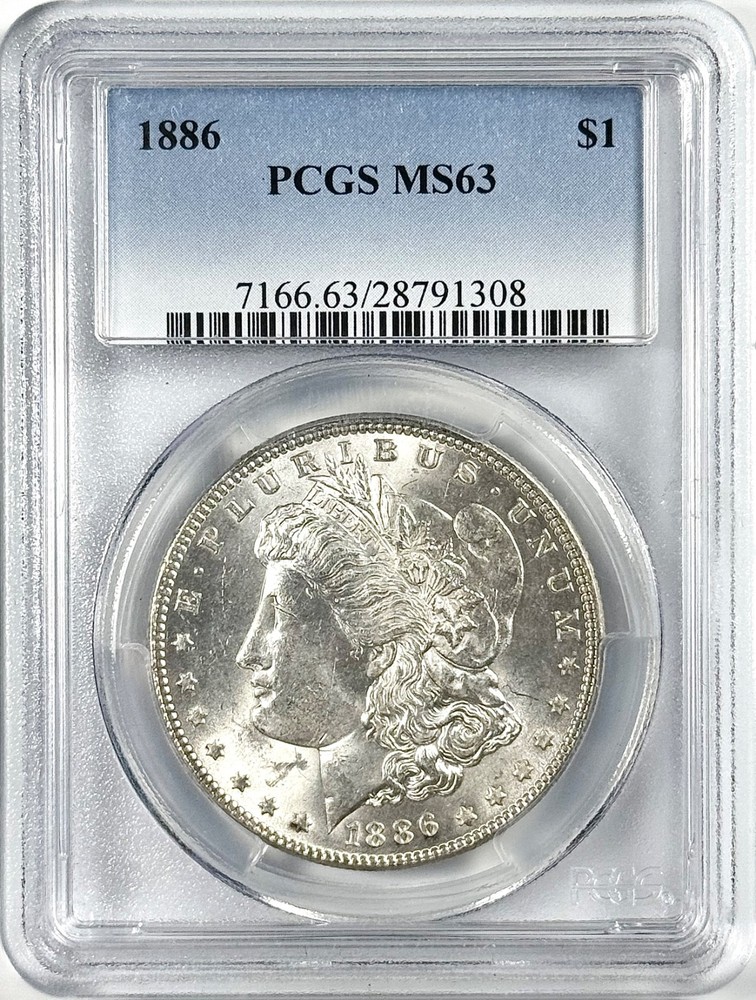 1886 $1 MORGAN SILVER DOLLAR PCGS MS63