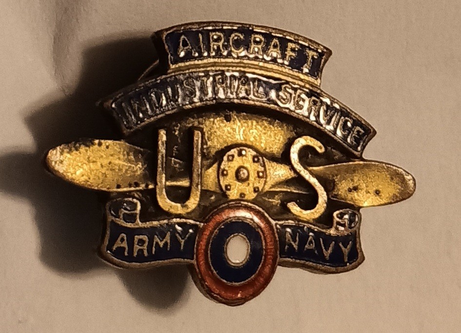 1915 WW1 US AIR SERVICE INDUSTRIAL SERVICE WORKER PIN ORIGINAL - FREE SHIPPING