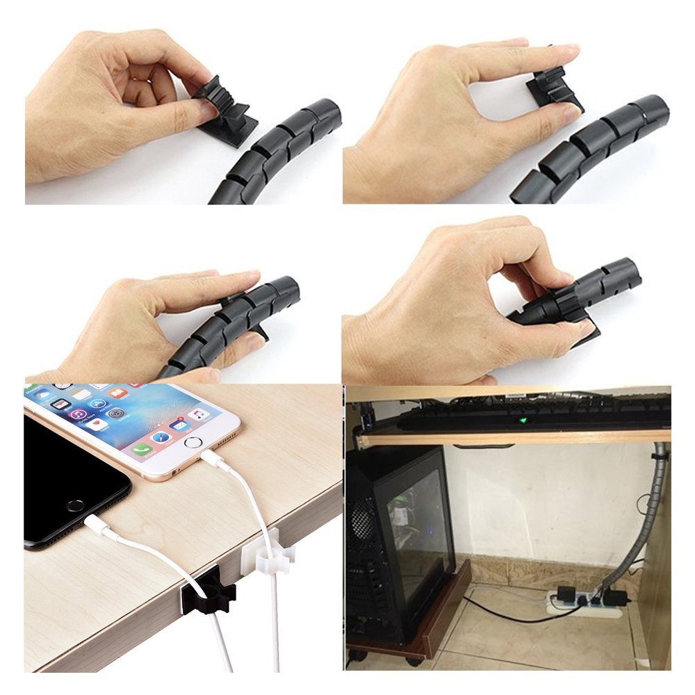 100Pcs 3 Sizes Adjustable Multipurpose Self-Adhesive Cable Clips Wire Black
