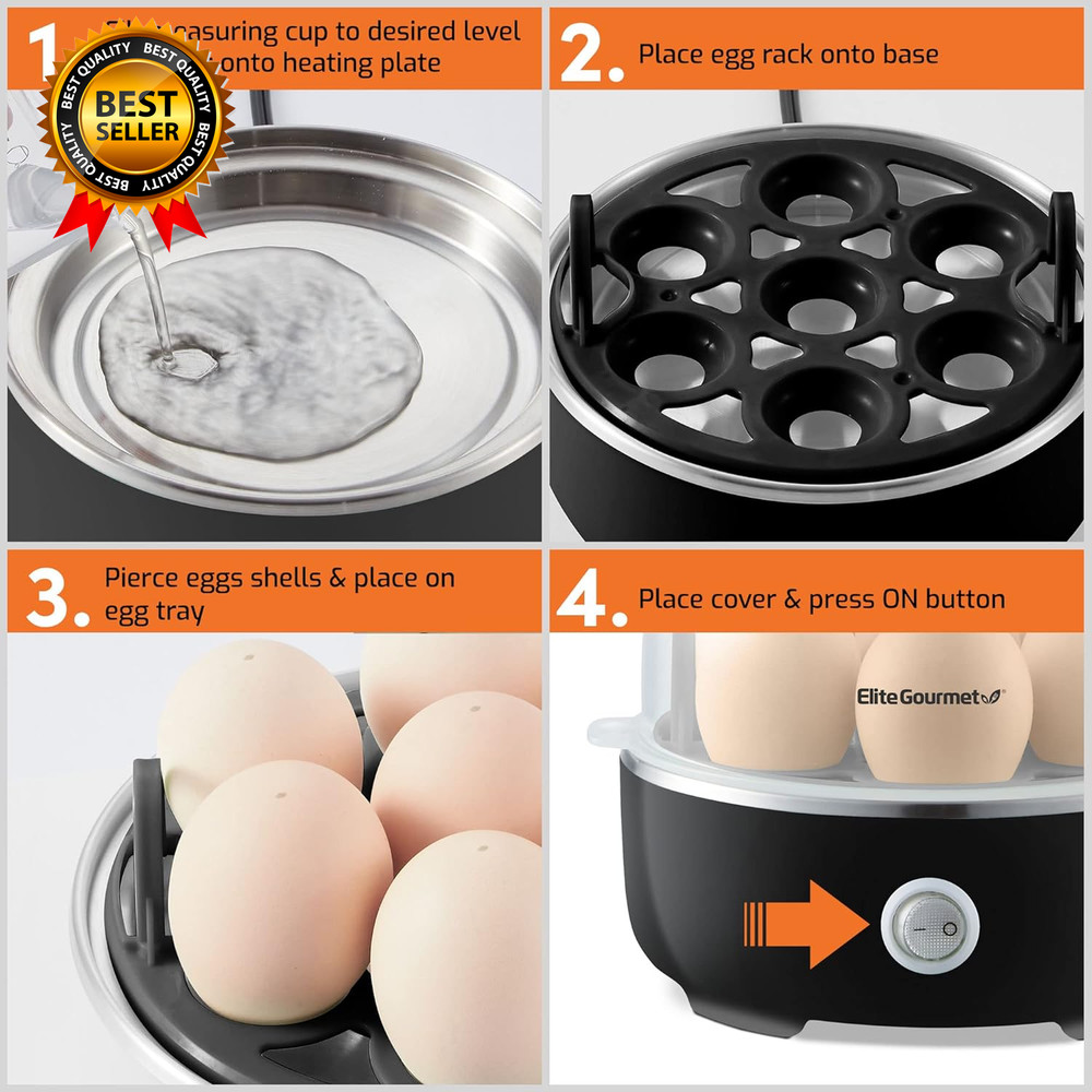 EGC115B Easy Egg Cooker Electric 7-Egg Capacity Soft Medium Hard-Boiled Egg