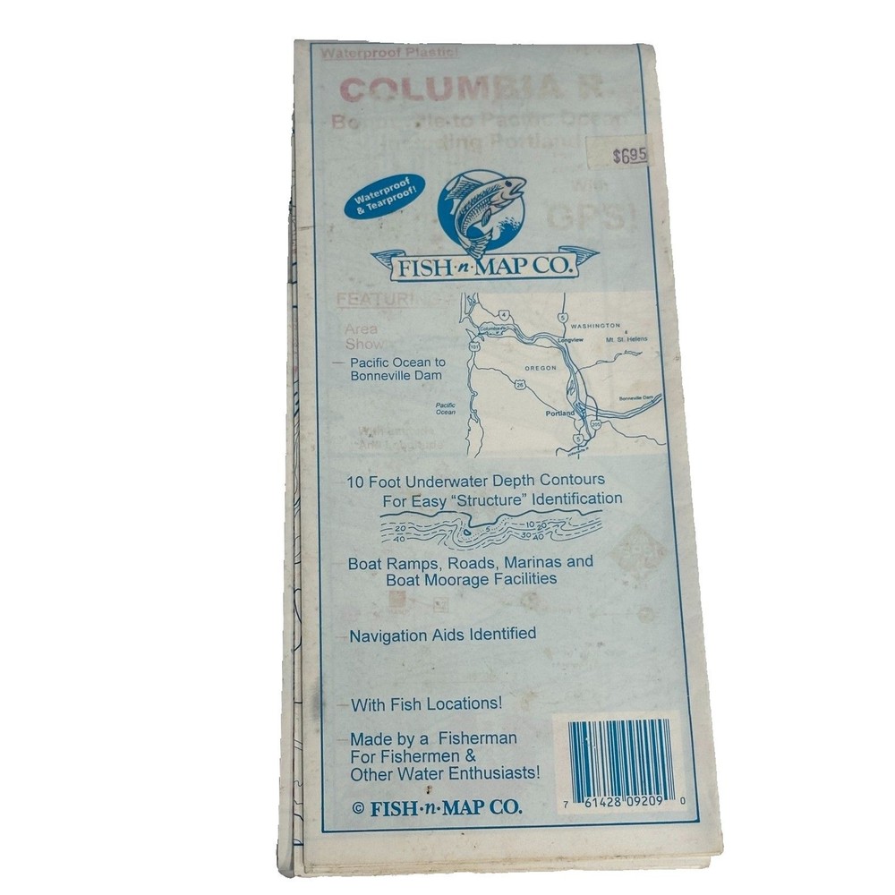 Fish n Map Co Columbia River Map Waterproof Plastic
