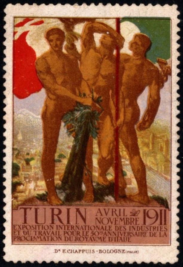 1911 Italy Poster Stamp Spring Turin International Exhibition Industries Labour