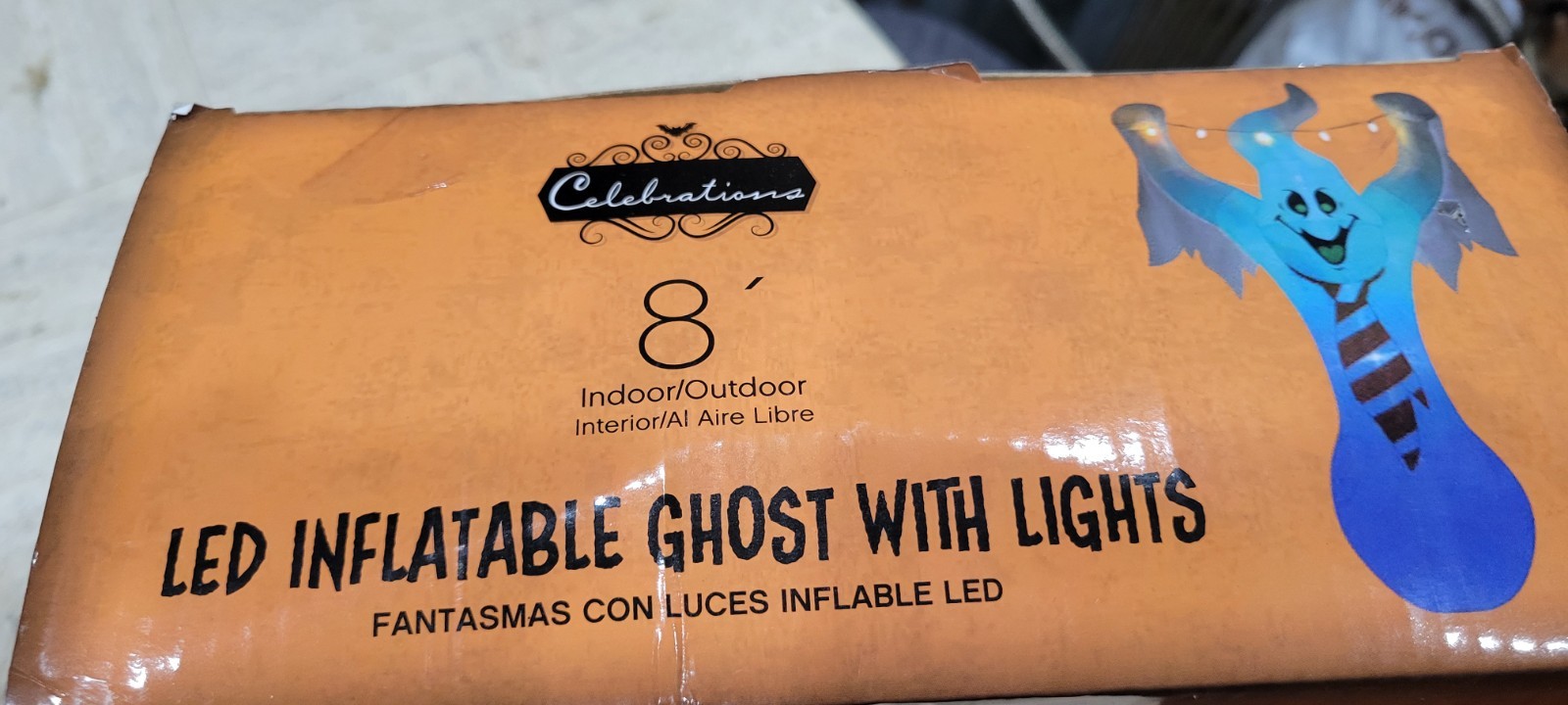 Celebrations Airblown Inflatable 8 Ft Lights Up Scary Ghost HALLOWEEN TRICK...