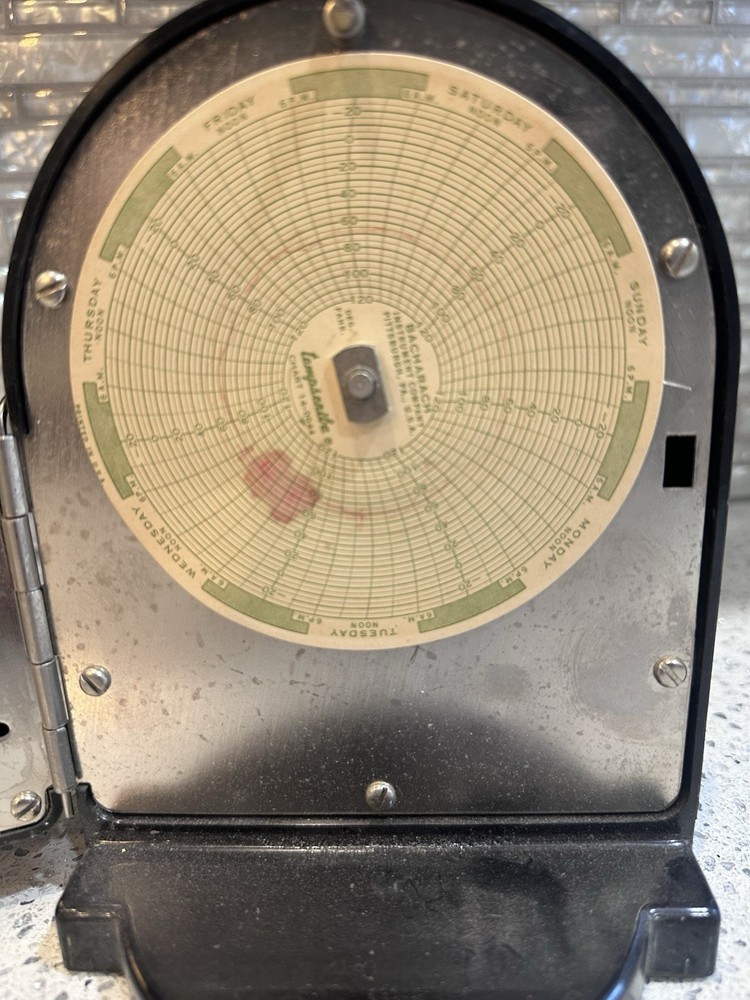 Bacharach Tempscribe Temperature Chart Recorder 14-7030 7 Day Movement Untested