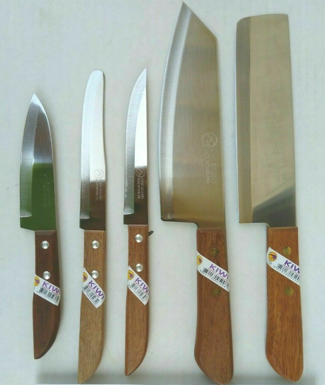 5pcs Thai KIWI Brand Knives Wood Handle Kitchen Blade Stainless - ( #172 Set )