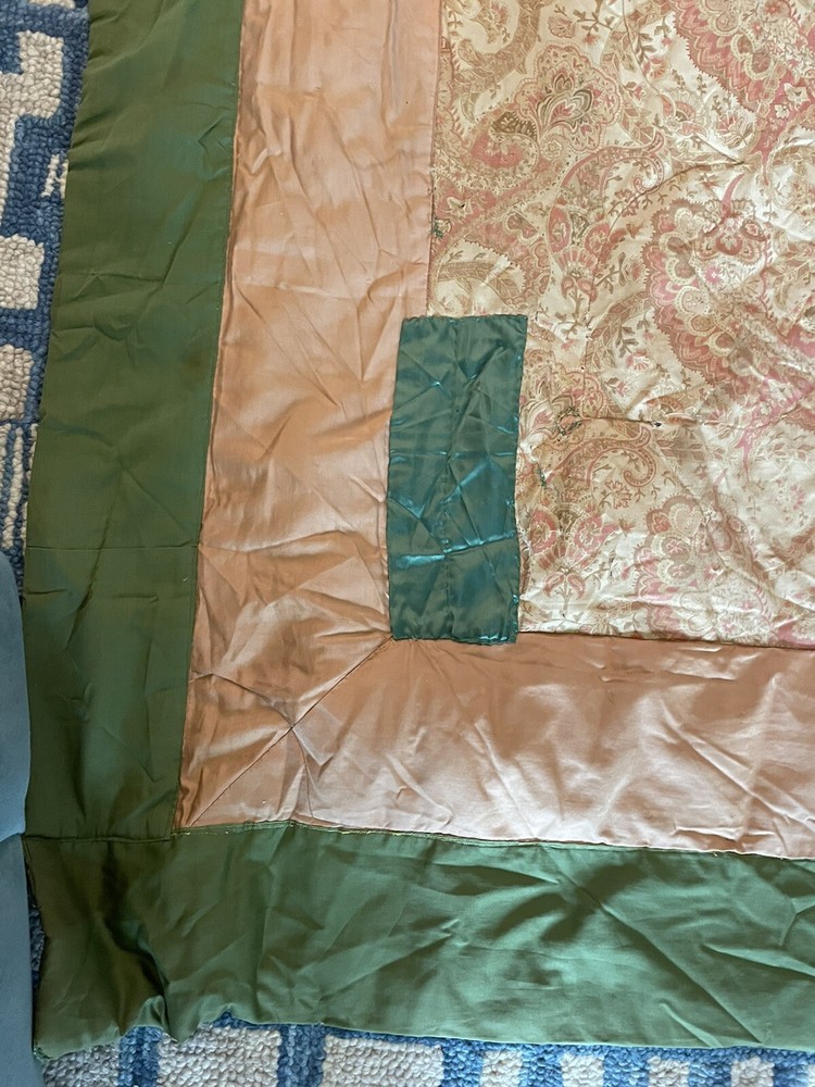 Antique Down filled Quilt Blanket As Found