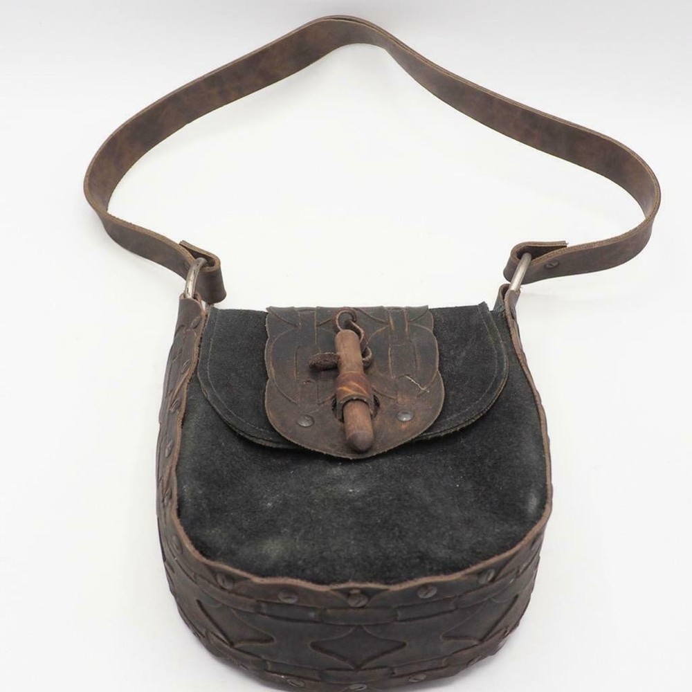 Hand Tooled Design Leather Suede Purse