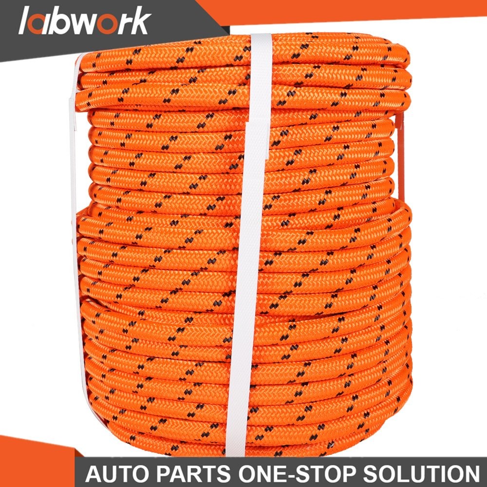 Labwork 1/2"×150' Orange Double Braid Polyester Rope 6180Lbs Breaking Strength