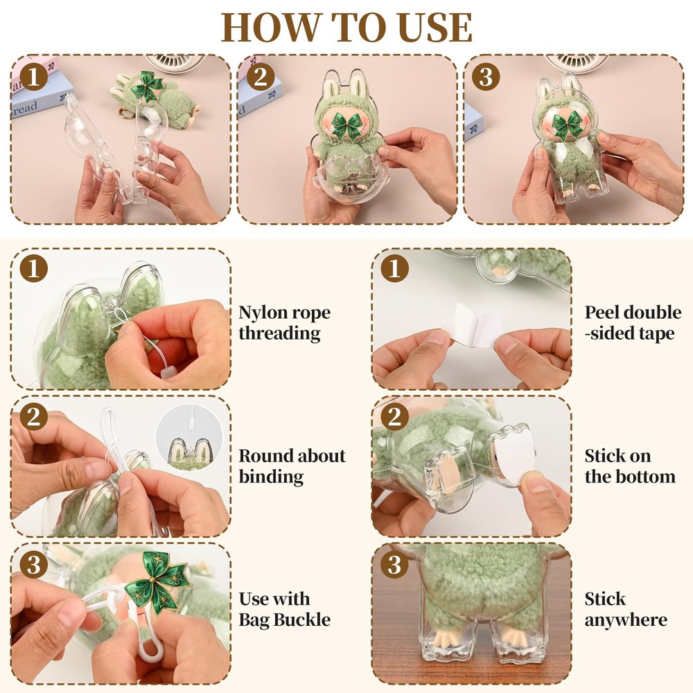 [2-Pack] Clear Protective Cases Compatible with LABUBU Monsters Exciting-with...