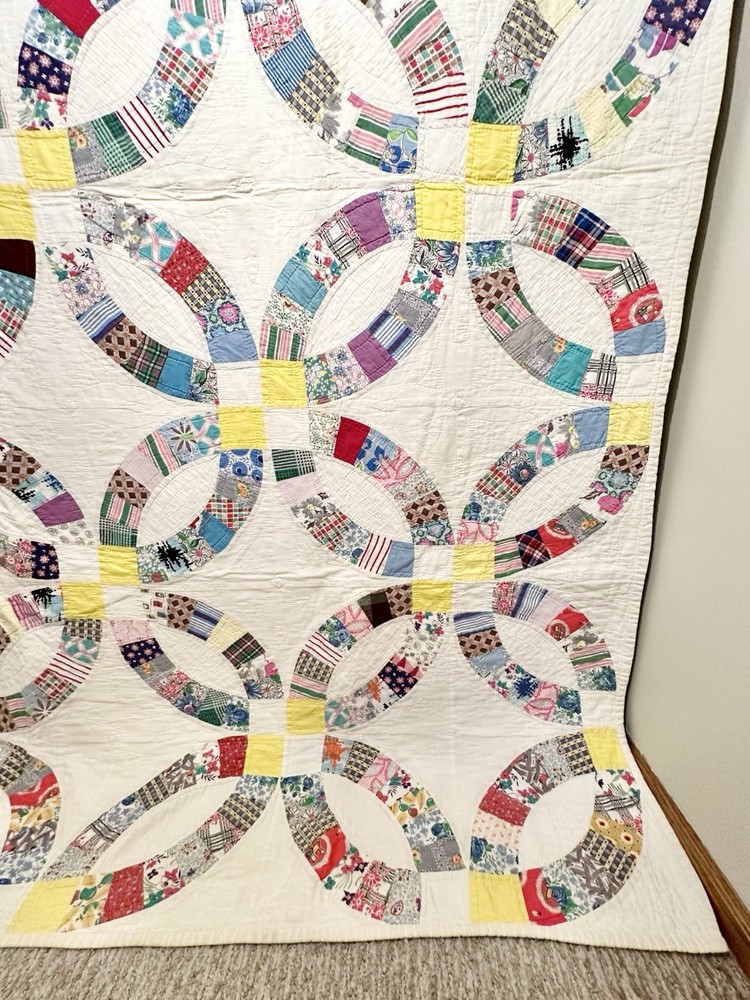Handmade Patchwork Cotton Wedding Ring Quilt