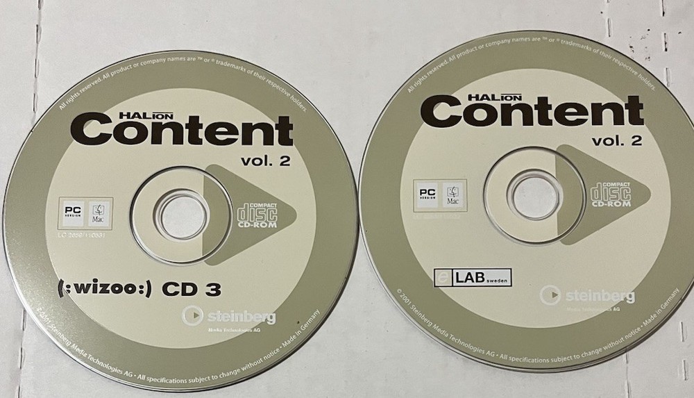 HALION CONTENT VOL 2 -Steinberg Loops, Beats, Samples- MAC software cds