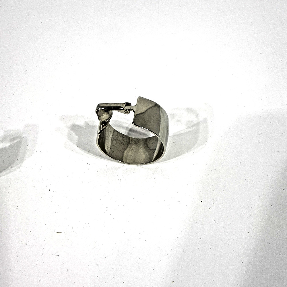 Platinum Tone Brass Cuff Earring Round Clip-On