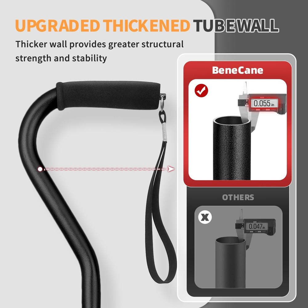 BeneCane Quad Cane Adjustable Walking Cane with Offset Soft Cushioned Handle ...
