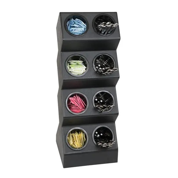 Dispense-Rite Black Polystyrene 8-Compartment Flatware Organizer w/ Insert