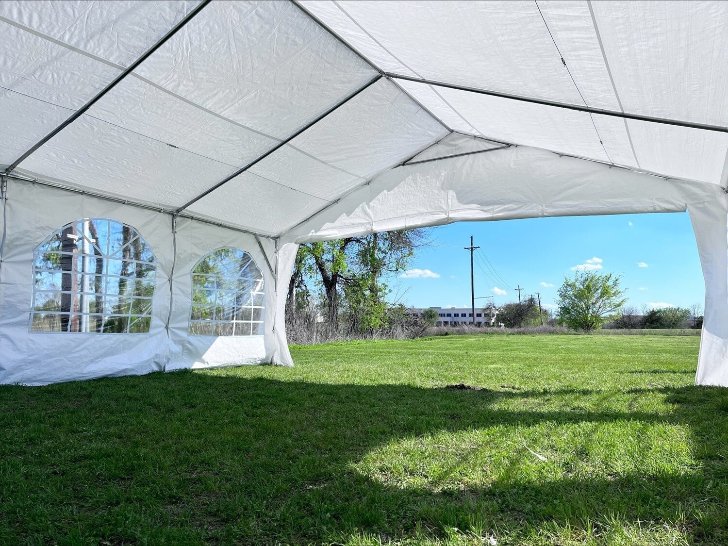 Budget PE Party Canopy - 32'x16' Tent (B Model), Long Bag, and Short Bag