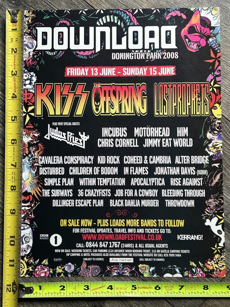 KISS Concert Ad Advert Download Festival Donington Park UK 2008 Vintage Kiss