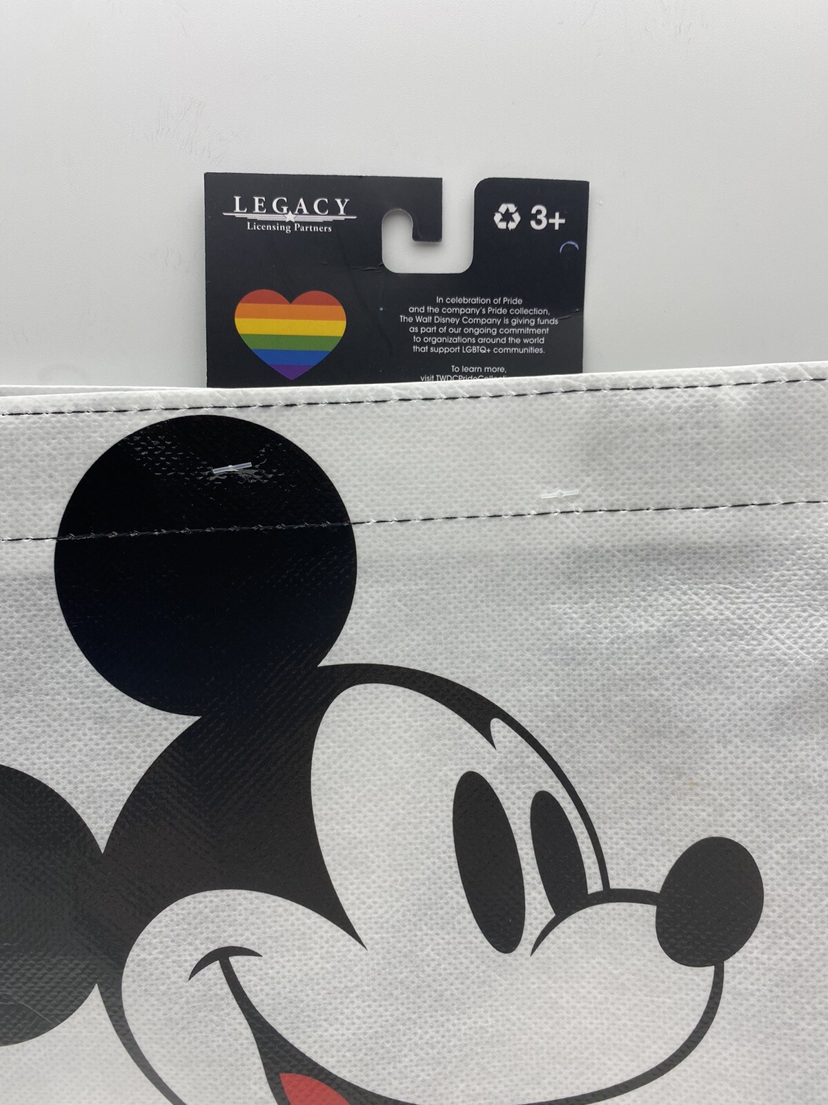 Disney Pride Collection Mickey Mouse Reusable Tote Bag. 12"×13"×6"