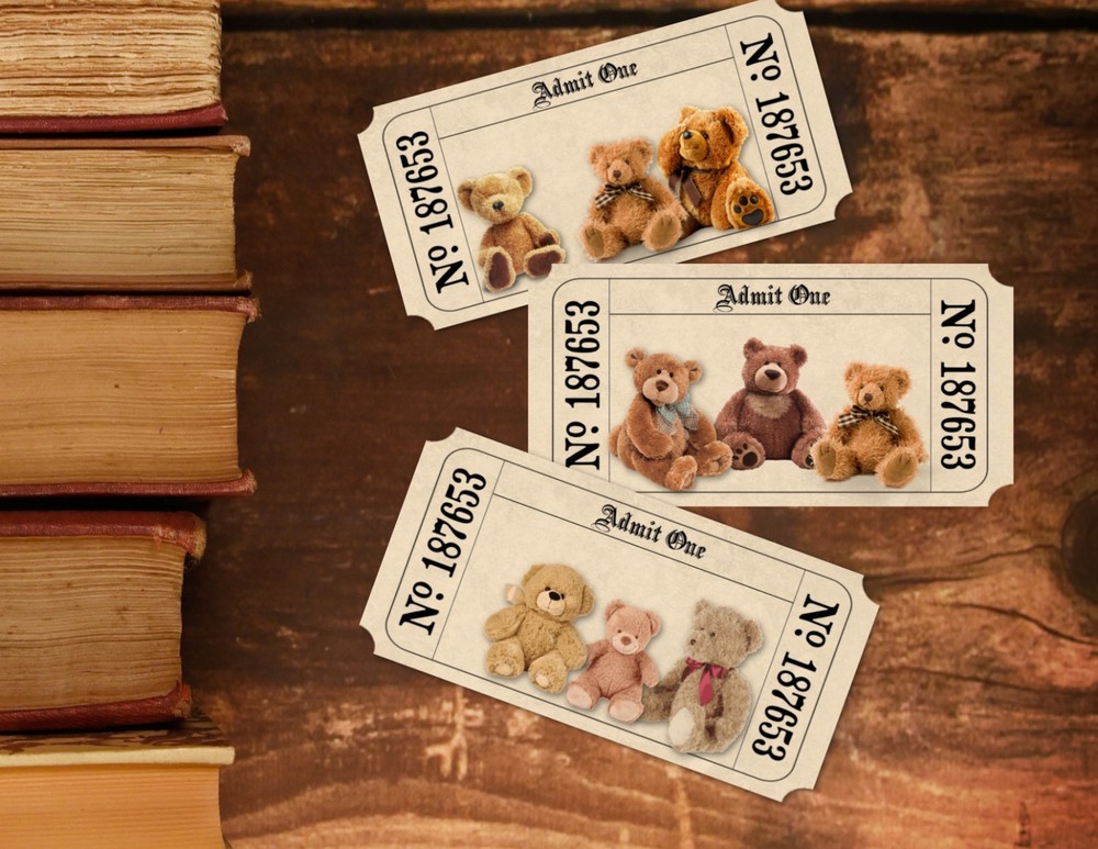 12 Assorted Teddy Bear's Picnic 'Admit One' Tickets