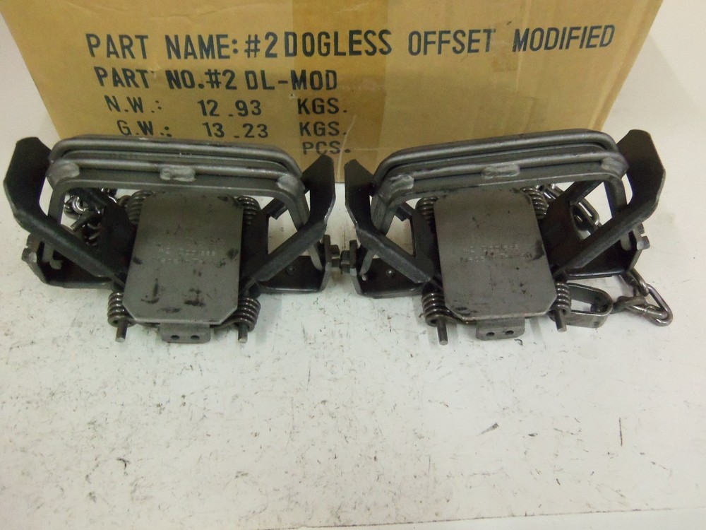 2 Bridger # 2 Dogless Offset 4-COIL MODIFIED Spring Foothold Traps Trapping