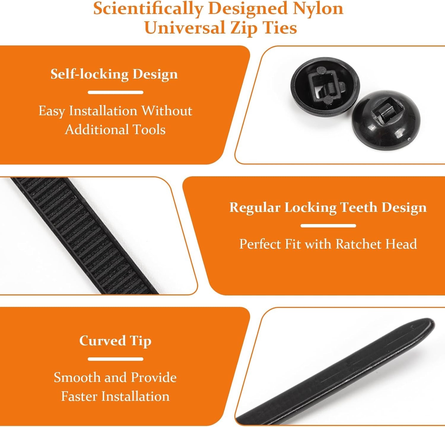 100 PCS Nylon Universal Cable Tie Buckle，Heavy Duty Self-Locking Zip Ties Holder