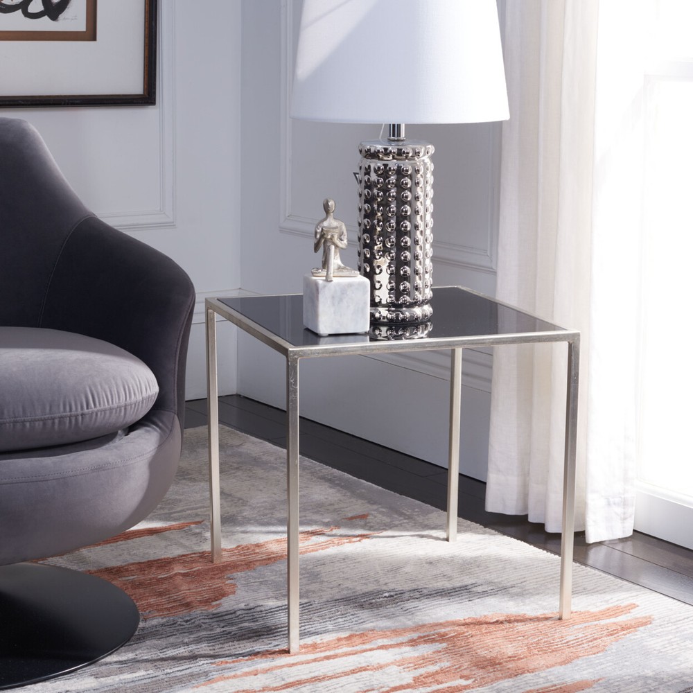 SAFAVIEH Kiley Silver Leaf Accent Table | Silver/ Black |