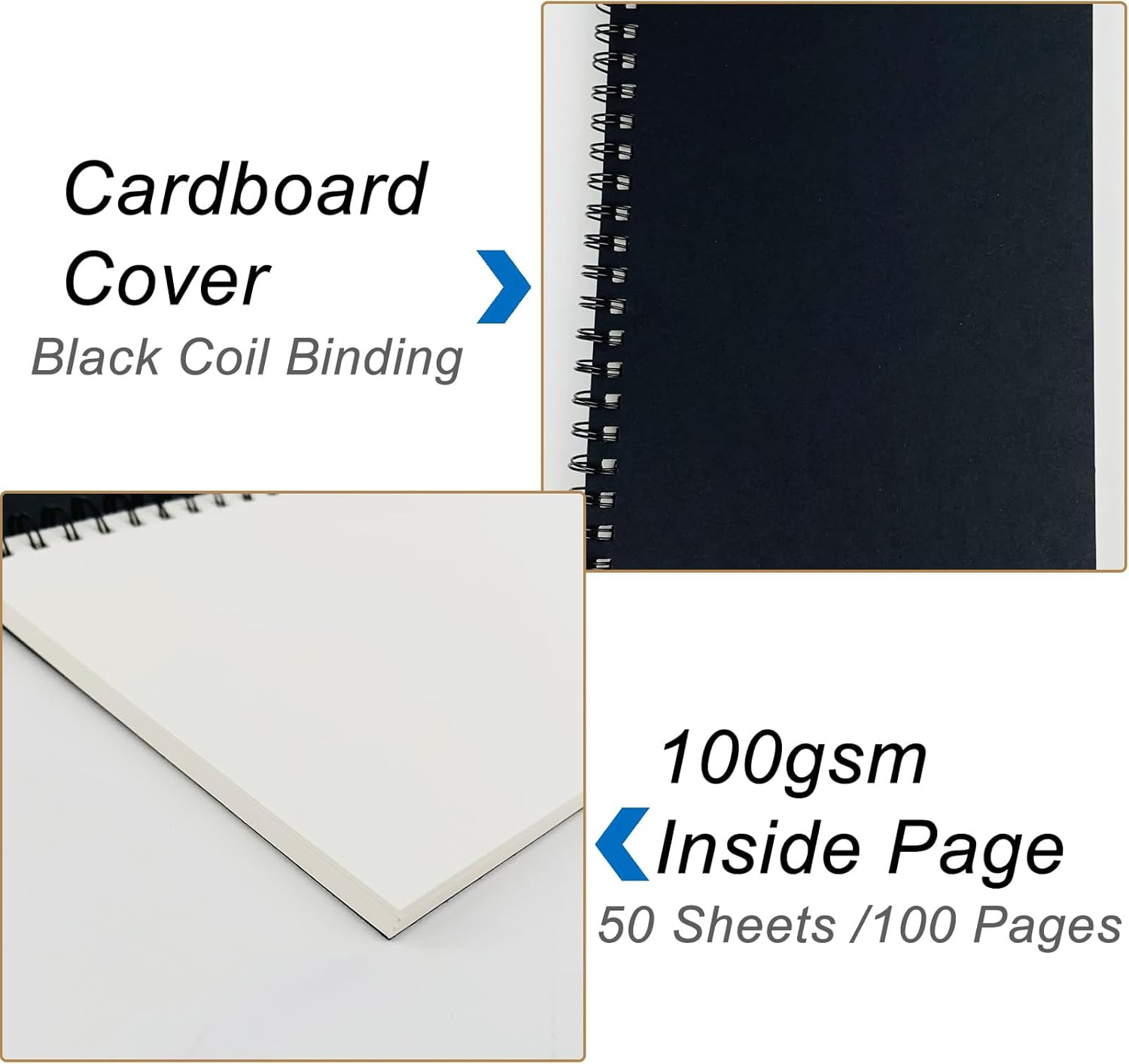 Blank Spiral Notebook, 2-Pack, Soft Cover, Sketch Book, 100 Pages / 50 Sheets, 7