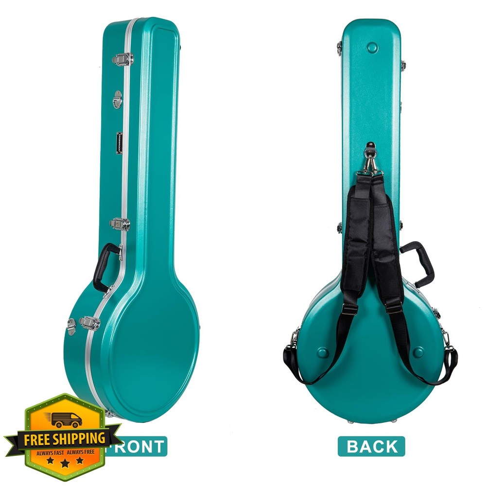 Crossrock Banjo Case, 5-String Resonator/Tenor, Mint Blue, Hardshell