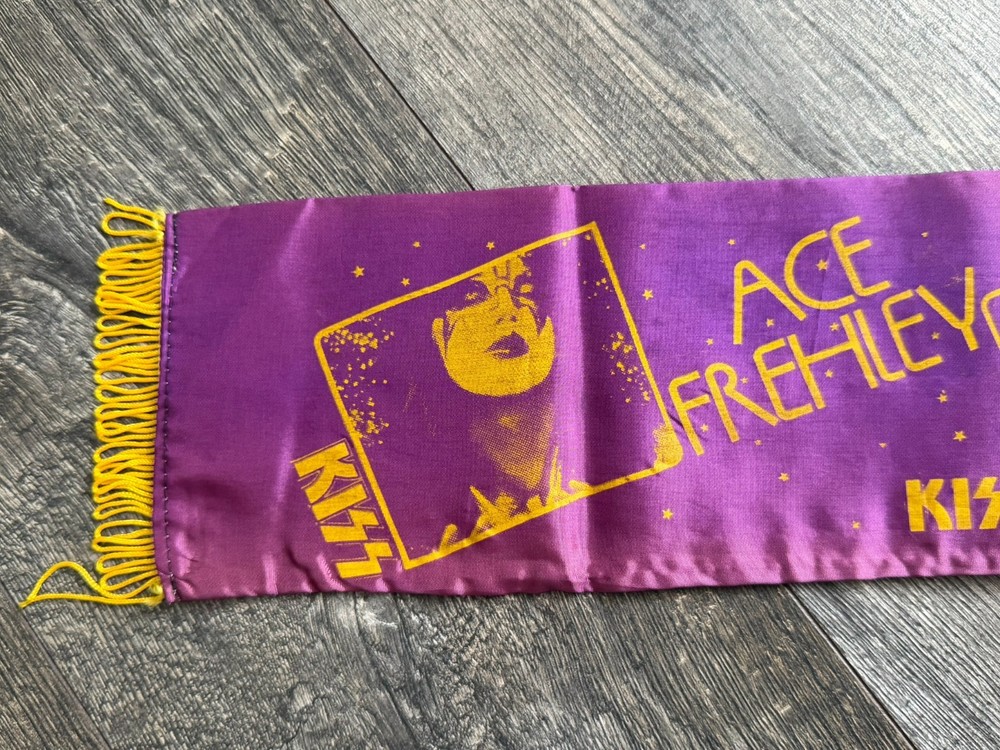 KISS Scarf Banner Purple Eric Carr Europe 1980 Vintage Kiss Aucoin Memorabilia