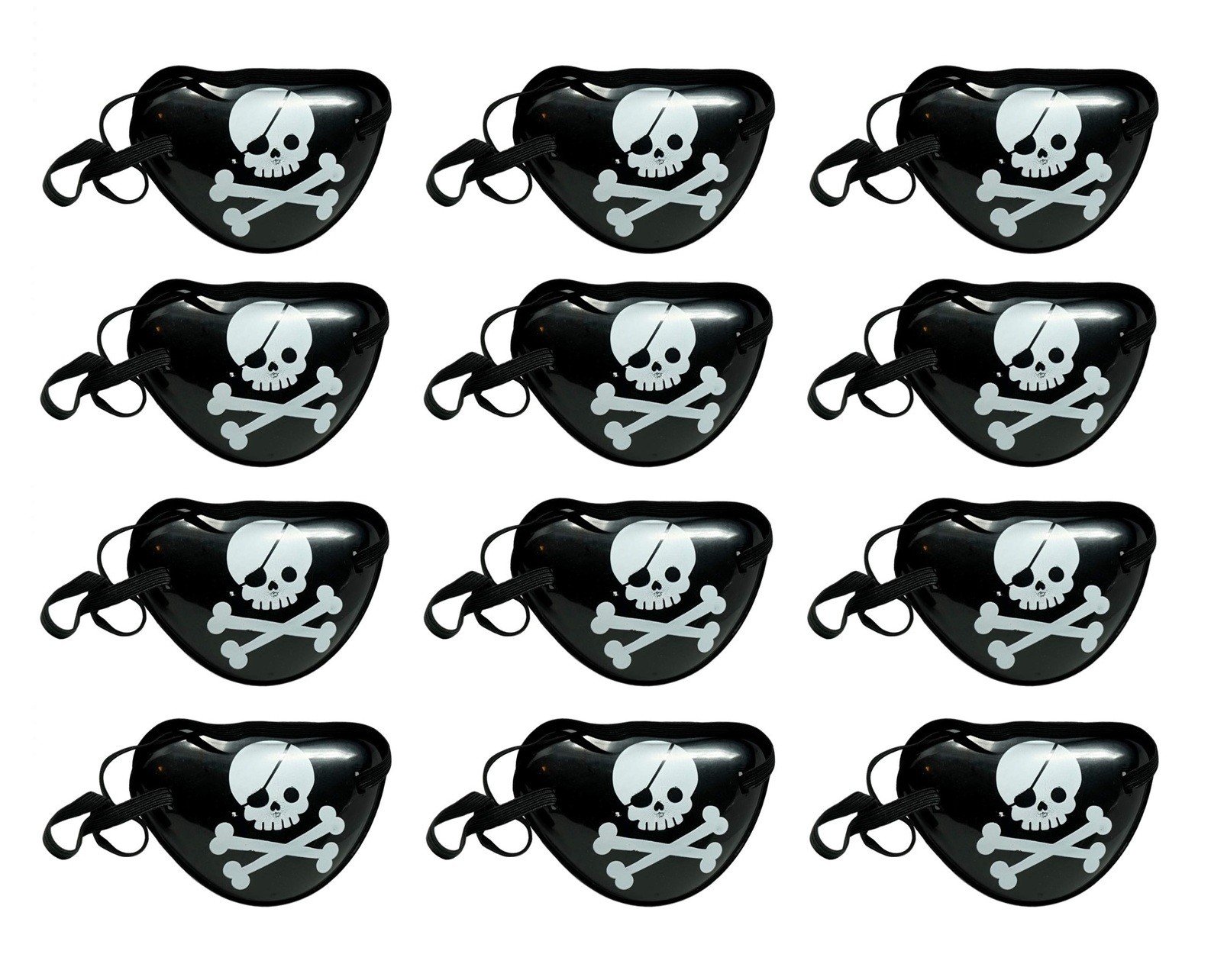 Kids Pirate Halloween Costume Accessory Eye Patch 12 Pack Skull and Crossbones