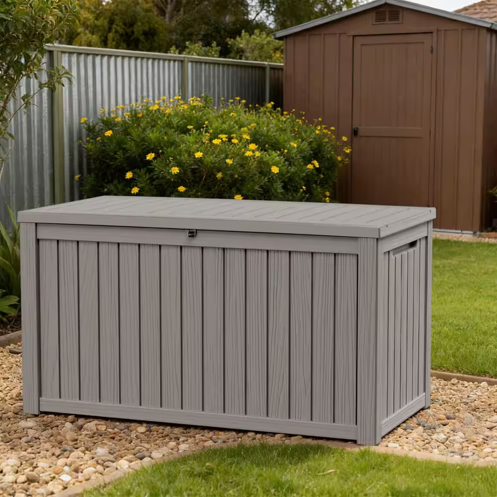 180 Gal. Gray Plastic Deck Box