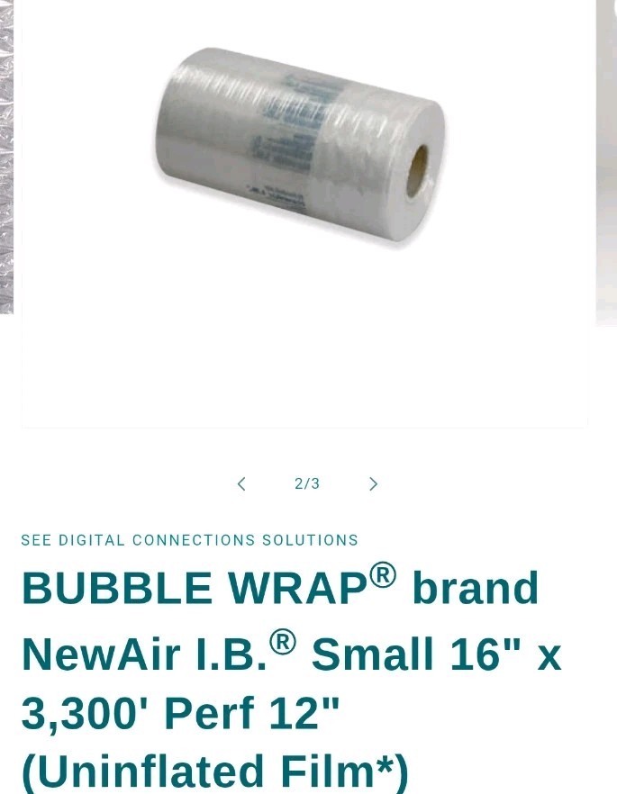 Bubble Wrap Brand- New Air I.B. Small 16" x 3300' With 12" Perf- Uninflated Film