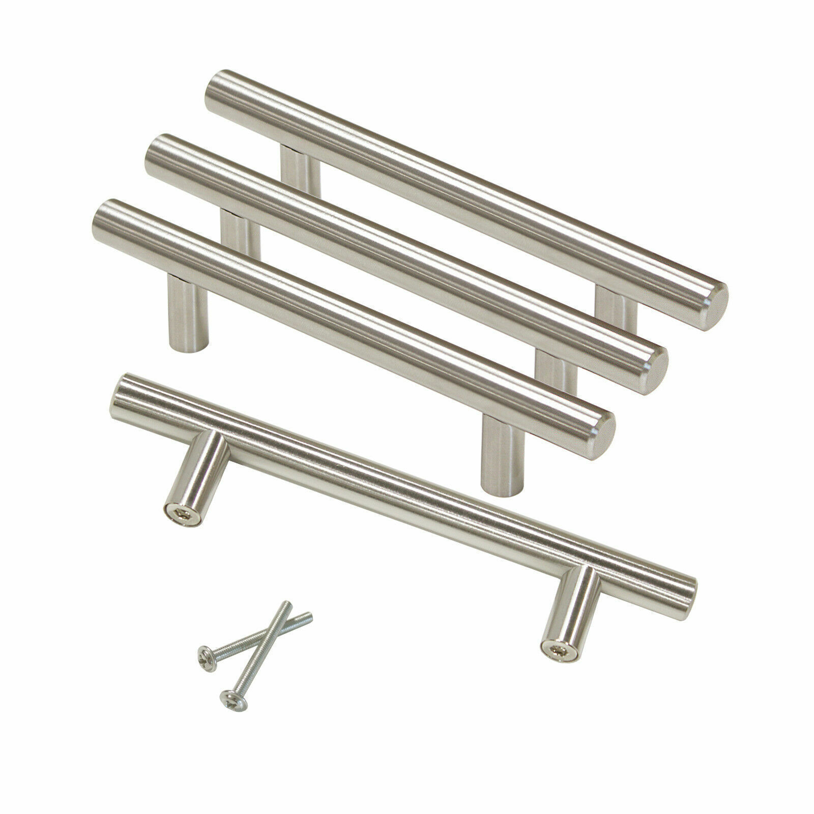 10Pack Brushed Nickel Kitchen Cabinet Pulls Stainless Steel Drawer T Bar Handles