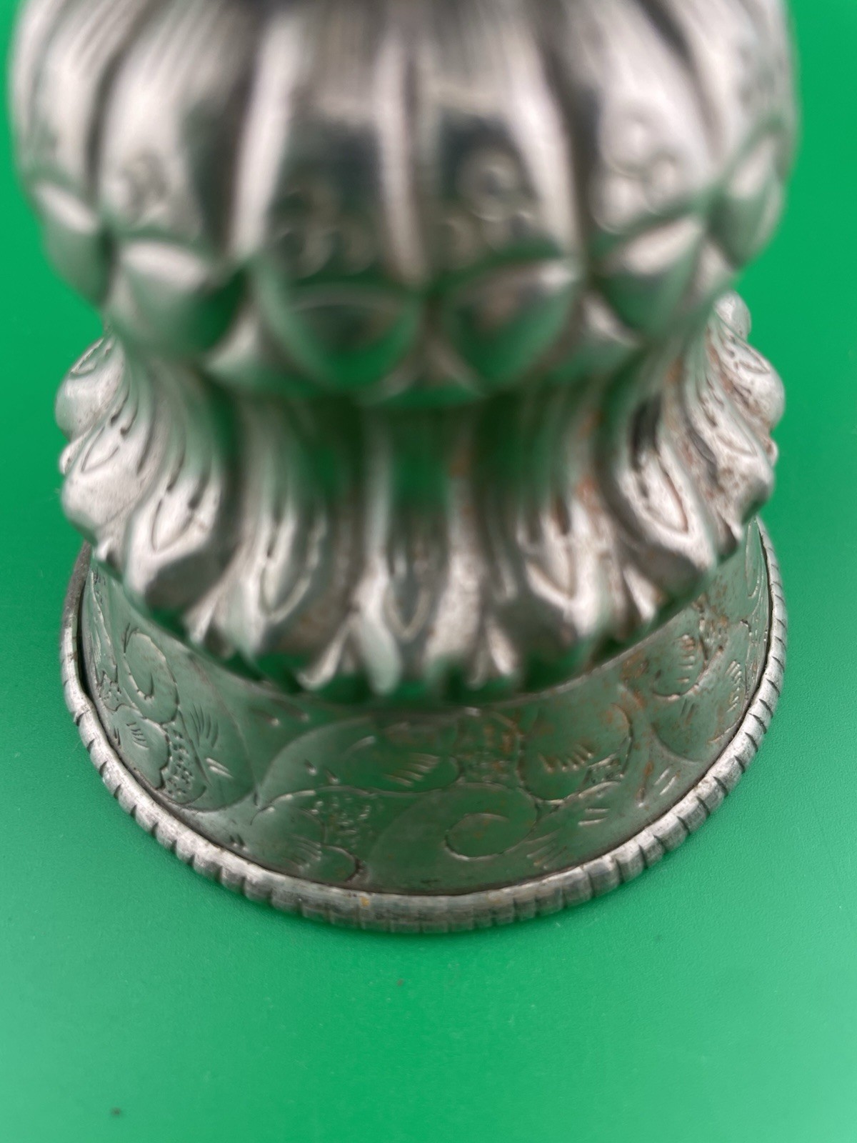 Vintage Tibetan Buddhist Butter Oil Alter Lamp Ornate Repousse Etched Designs