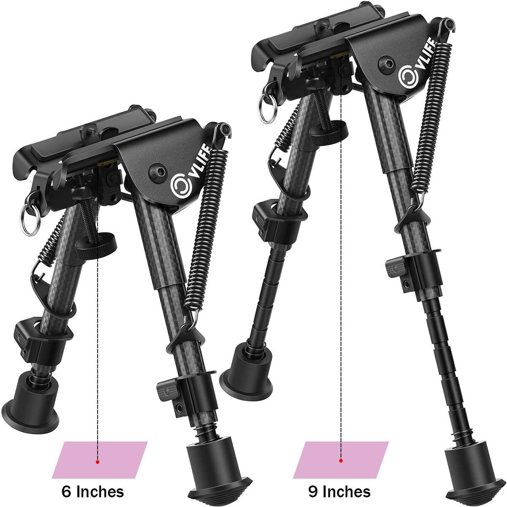 Adjustable 6"- 9" Tactical Rifle Bipod Spring Return For Sling Swivel Stud Mount