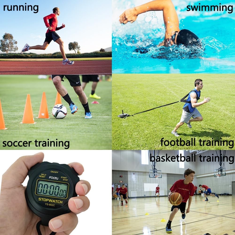 FCXJTU Digital Simple Stopwatch Timer, No Bells, Alarm, Basic Blue