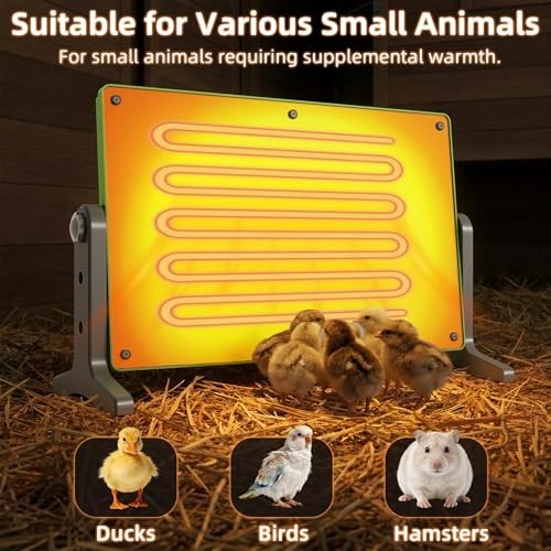 Adjustable Chick Brooder Heater 12x8 for Ducks, Birds & Chicks - Temperature Con