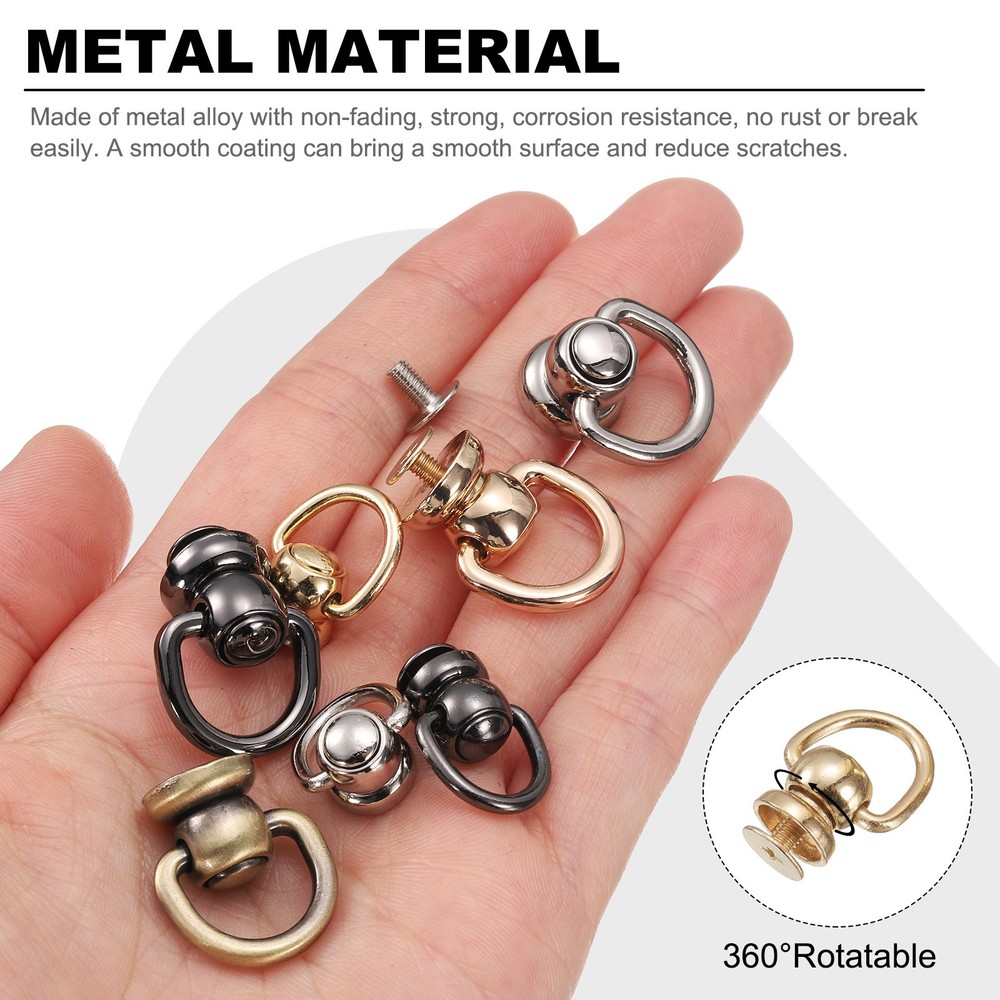 8Pcs Ball Post Head Buttons 360 Rotatable Small Studs Rivets(Light Gold)