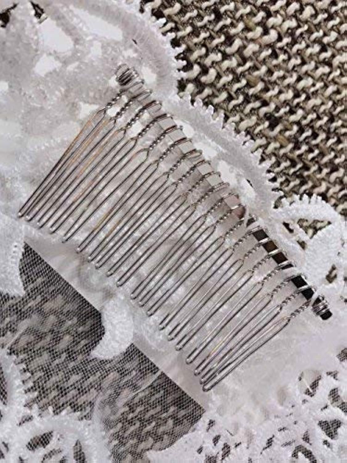 Wedding Bridal Veils Long Veil with Lace and Metal Comb At The Cathedral Length